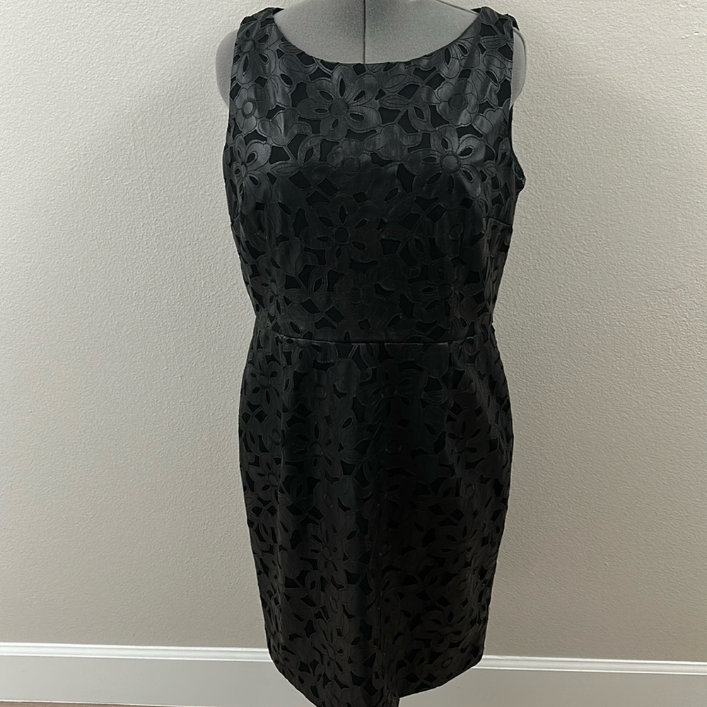 Calvin Klein Faux Leather Black Sheath Dress